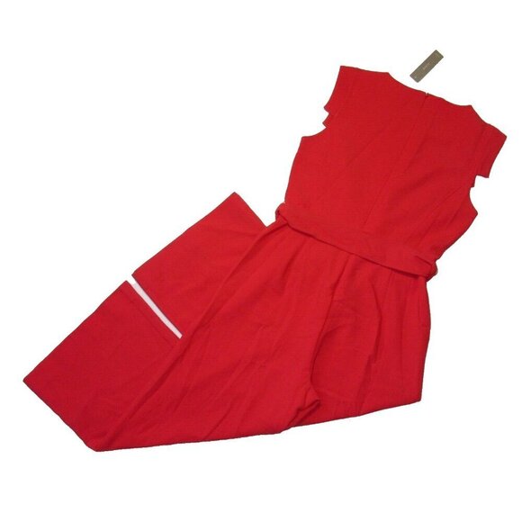 NWT J.Crew Resume Jumpsuit in Bright Cerise Stretch Crepe Belted Wide Leg  6P - Picture 4 of 5